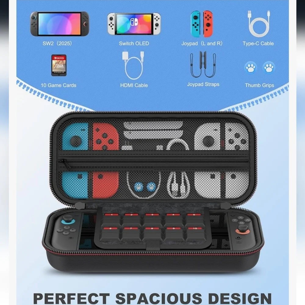 Portable Gaming Console Case with Red Accents